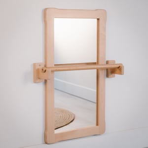 Montessori BIG Mirror with SHORT Pull up Wooden bar, Gift For Kids Baby registry item image 1