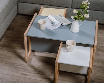 Multifunctional Kids Bench with Chairs: Beech Wood Activity Table