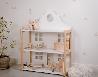 Étagère MIMI DOLLHOUSE, étagère MONTESSORI, décoration de salle de jeux pour chambre d'enfant, meubles de maison de poupée en bois, cadeau pour les enfants