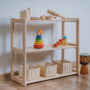 Étagère à jouets MIDI MONTESSORI, étagère pour tout-petits en contreplaqué de bouleau, bibliothèque, rangement de jouets, article de registre de bébé