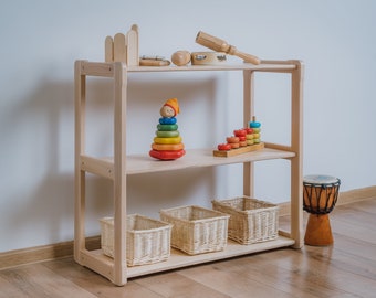 MONTESSORI Scaffale MIDI Scaffale per giocattoli, Scaffale per bambini in compensato di betulla, Libreria, Deposito giocattoli, Elemento registro bambino