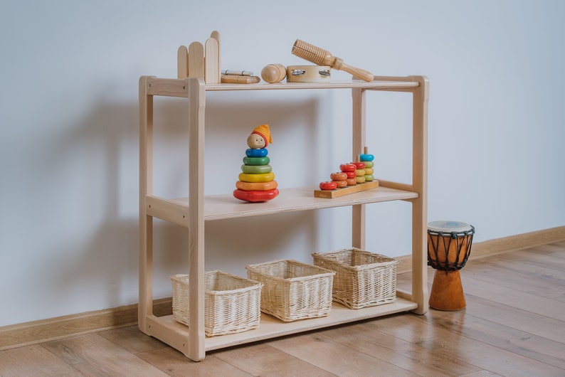 MONTESSORI Bookshelf MIDI Toy SHELF Nursery Shelves Birch Etsy