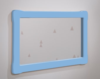 MIROIR POUR GRAND ENFANT, Miroir pour chambre de bébé, miroir de sol en bois bleu Montessori décoratif pour chambre d'enfants, article de registre de bébé