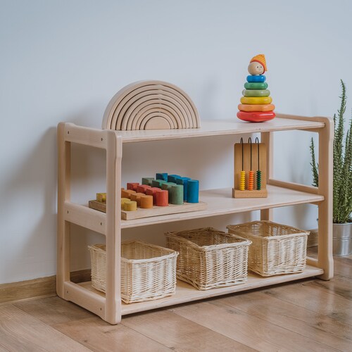 Montessori Open Shelf 3 Tier Shelf Montessori Furniture Etsy