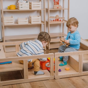 Ensemble de 2 bibliothèques Montessori, module d'assise MIDI pour liste de naissance, Cadeau pour enfant