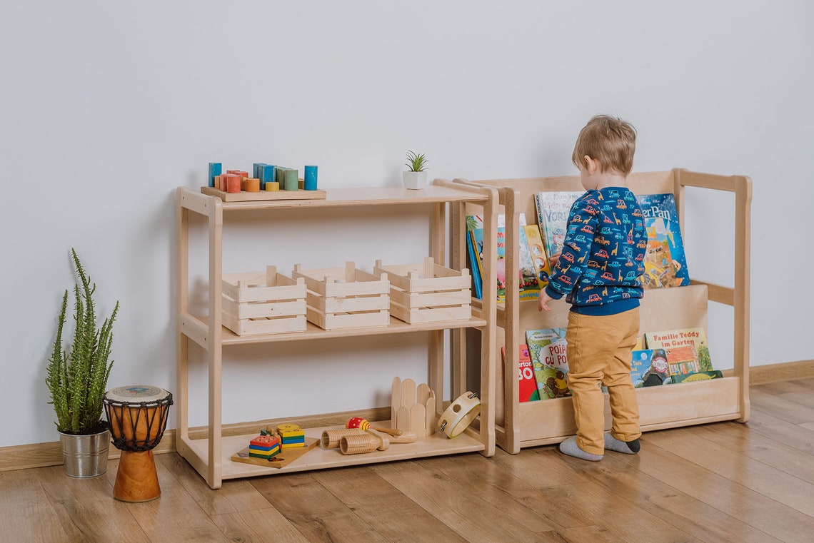 MONTESSORI Bookshelf MIDI Toy SHELF Nursery Shelves Birch Etsy
