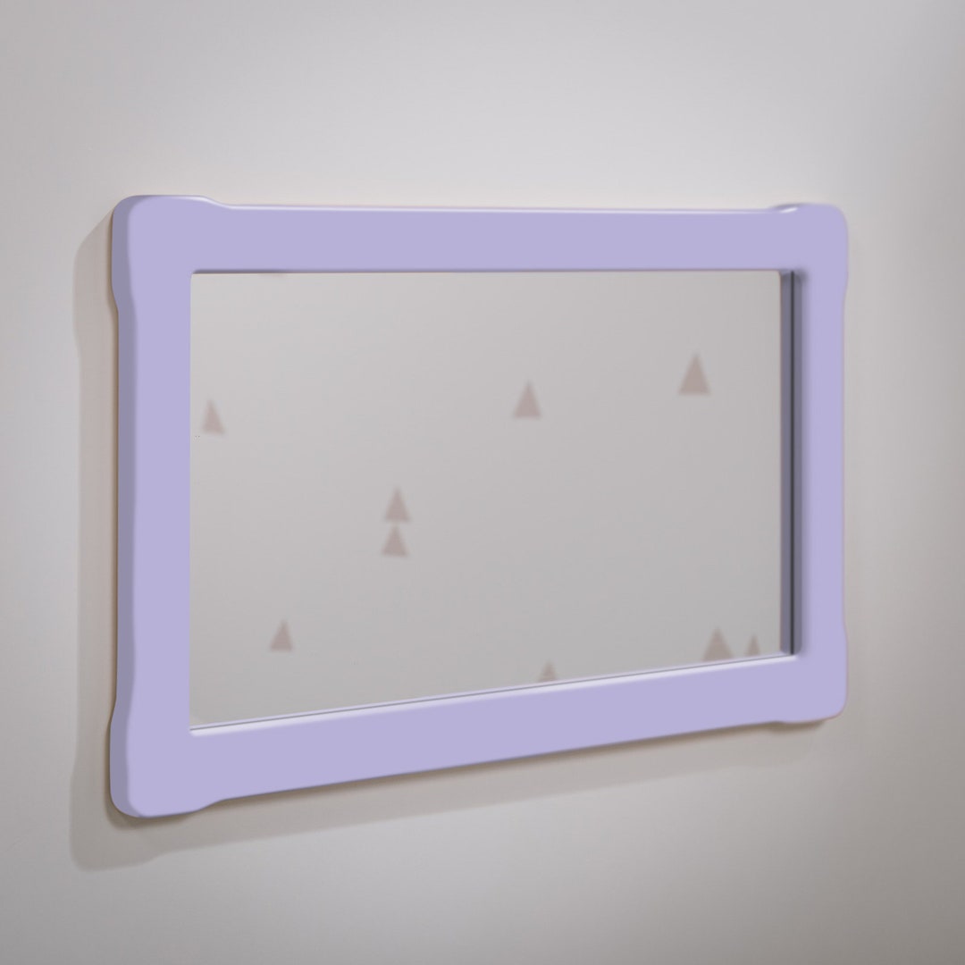 Big KIDS MIRROR, NURSERY Mirror, Montessori Decorative Lavender Wooden