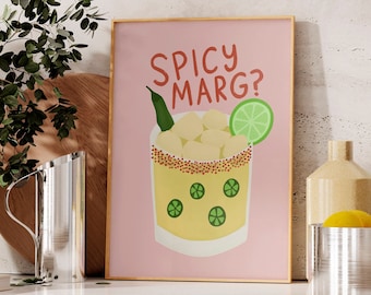 Spicy Marg Art Print: Trendy Home Bar Decor, Margarita Kitchen Art
