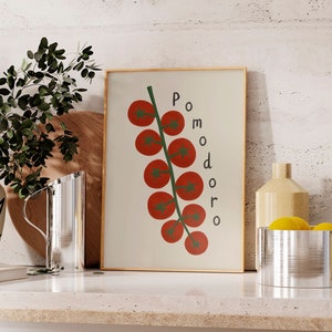 Tomatoes Art Print, Pomodoro Print, Ktichen Wall Art, Italian Kitchen Art, Cherry Tomato, Trendy Kitchen Print, Fruit Print, Food Print