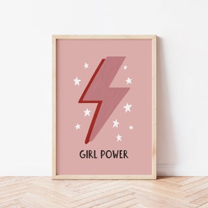 Girl Power Print, Girls Bedroom Print, Female Empowerment Print, Positive Quote Print, Self Love Print, Feminist Art, Pink Girls Decor