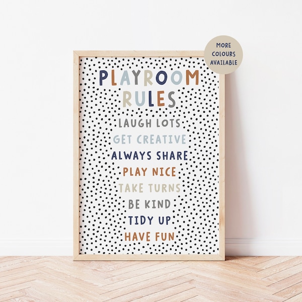 Playroom Rules Print, Playroom Print, Nursery Print, Play Print, Play All Day Print, Scandi Playroom, Nursery Decor, Playroom Wall Art