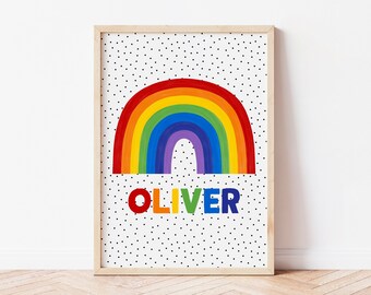 Personalised Rainbow Name Print: Bright Nursery Decor