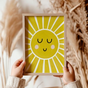 Impression soleil : oeuvre d'art murale colorée pour enfants pour chambre à coucher ou salle de jeux