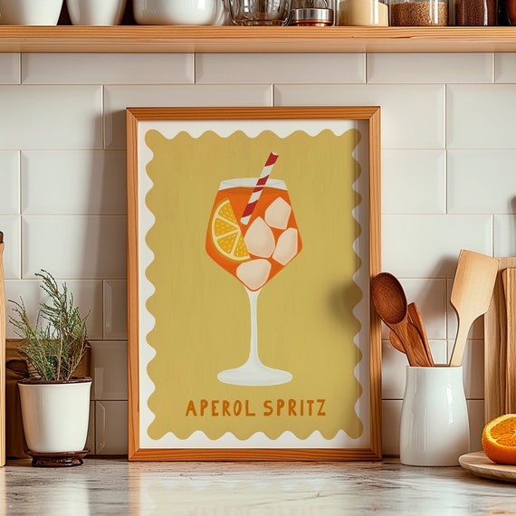 Aperol Spritz Art Print: Fun Cocktail Poster, Kitchen Bar Wall Art