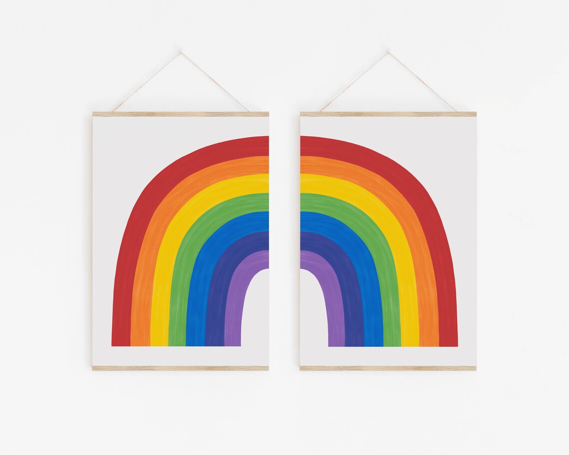 Set of 2 Rainbow prints Rainbow Print Set Nursery Rainbow Etsy