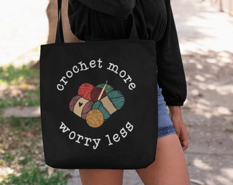 Crochet Theme Tote Bag, Funny Crochet Tote Bag, Yarn Crochet Hook Tote Bag, Crafty Girl Tote Bag, Crochet Lover Gifts, Crafting Tote Bag