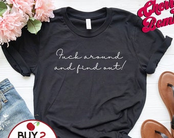 Camiseta gráfica unisex para damas divertidas, joder y descubrir, camiseta de blasfemia sarcástica, camiseta de regalo irónica, camiseta minimalista de juramento, además de 4XL