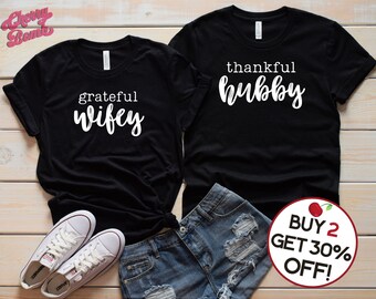 Thanksgiving Couples Shirts, Hubby and Wifey, Matching Shirts, Thanksgiving Shirts, His n Hers, Up to 4XL Available