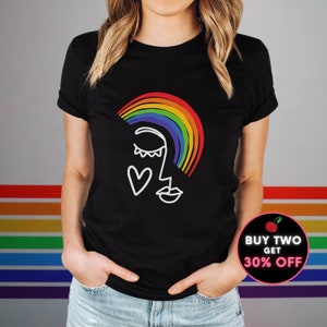 Gay Pride Month Tshirt Pride Art Unicursive Tshirt Pride Rainbow Art T Shirt LGBTQ Pride Gift Tshirt Queer Pride Art Doodle Art Plus to 5XL