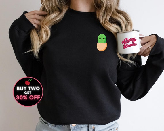 Cactus Pocket Sweatshirt Kawaii Pocket Cactus Sweater Tumblr Aesthetic Cactus Shirt Y2K Sweatshirt Tik Tok Style Shirt Succulent Lover Shirt Etsy