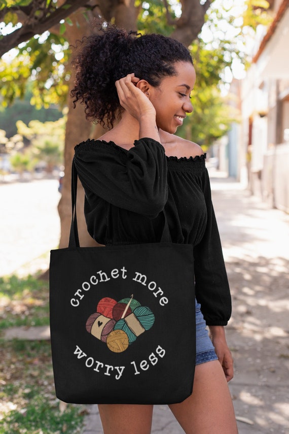 Crochet Theme Tote Bag, Funny Crochet Tote Bag, Yarn Crochet Hook Tote Bag, Crafty Girl Tote Bag, Crochet Lover Gifts, Crafting Tote Bag
