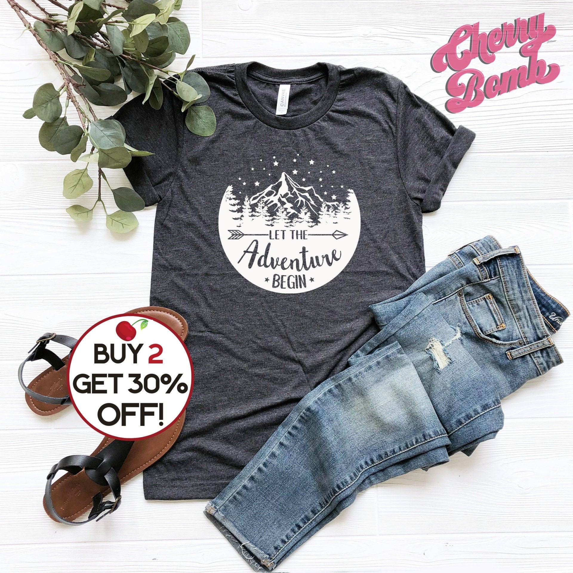 Summer Shirts Camping Gifts Women's Clothing Tshirt Graphic Tees Shirt Adventure Let The Adventure Begin Camping