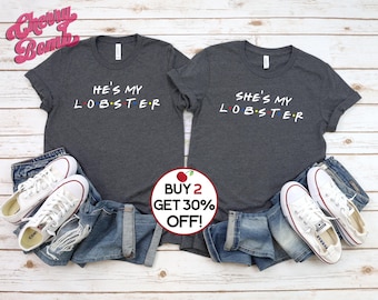 Chemises pour couple sur le thème d'amis, il/elle est mon homard, cadeau lune de miel, cadeau de mariage, chemises cadeaux pour la Saint-Valentin, His and Hers, tailles jusqu'à 4XL