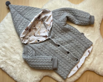 Zopfstrickjacke hellgrau/magic universe 80