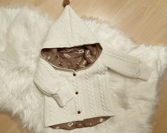 Zopfstrickjacke creme/goldbraun 74