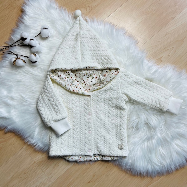 Zopfstrickjacke creme/millefleur