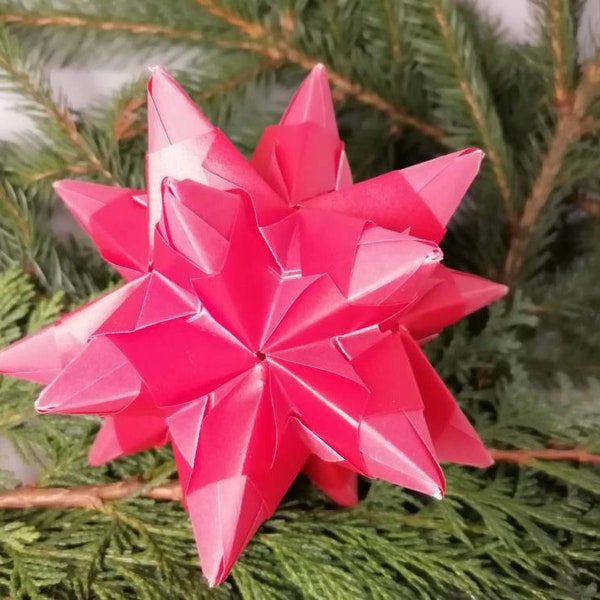 Bascetta Star - Vrije kleurkeuze transparant of gedessineerd mogelijk - Kerstmis - Poinsettia - Decoratie - 30 afzonderlijke delen - handgemaakt