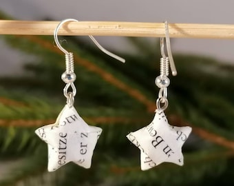 Beautiful little star earrings - jewelry made of paper / book pages - handmade - many variations possible