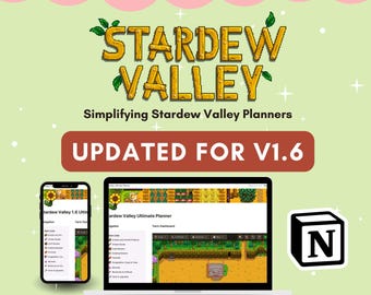 Planificador de Notion para Stardew Valley V1.6: Complemento de juego acogedor (Descarga digital)