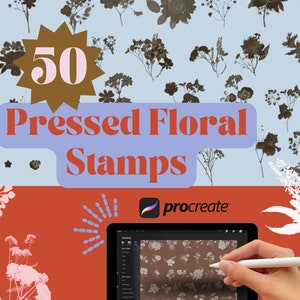 50 botanische geperste bloemenstempels – digitale png-clipart voor scrapbooking, kaarten en knutselprojecten