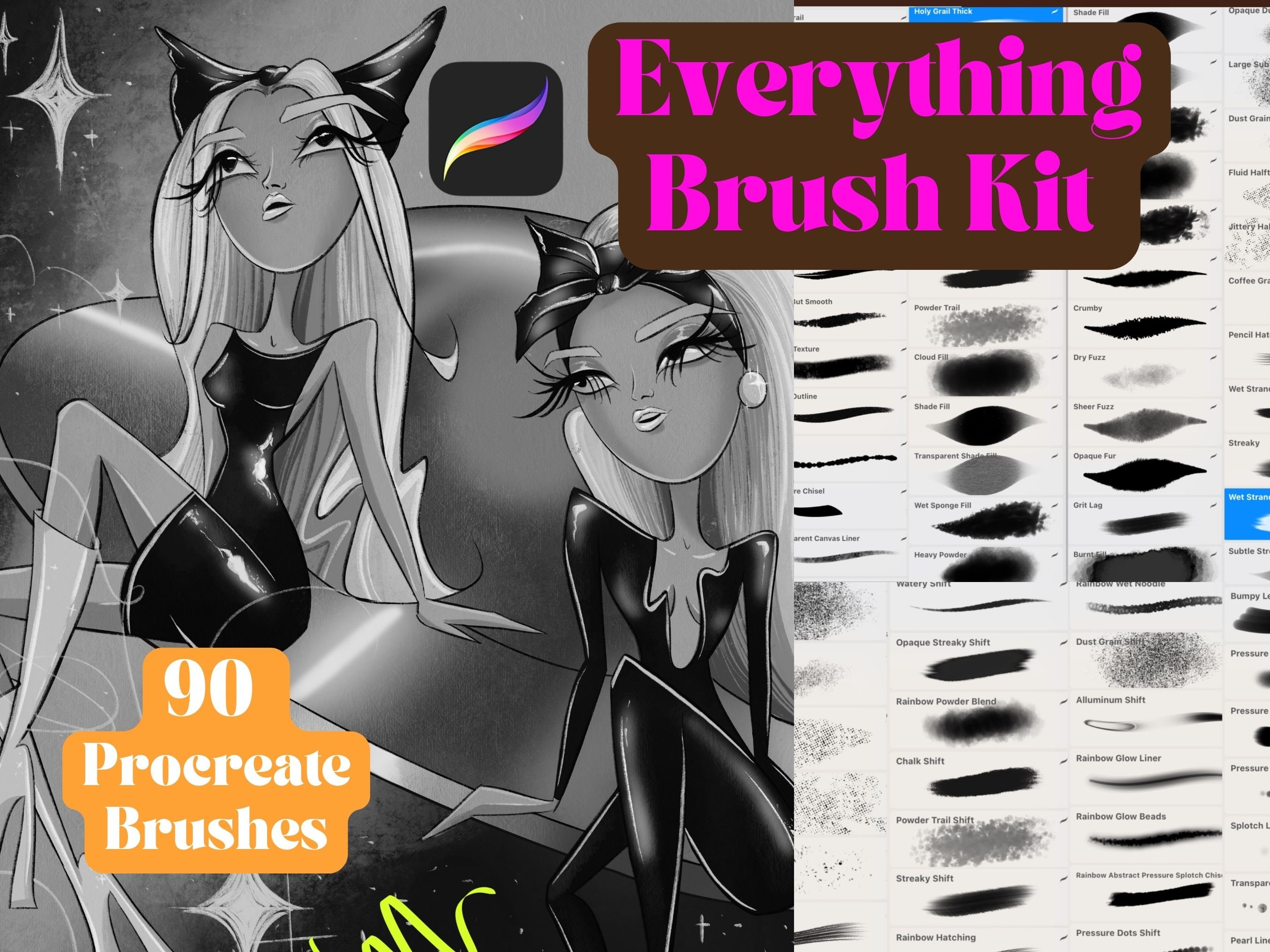 Procreate Painting Brush Kit – Pinceles digitales texturizados para arte pictórico, efectos de gouache y óleo, descarga instantánea
