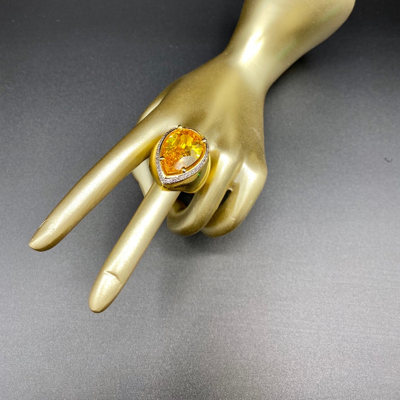 Cocktail Ring Bold Ring Statement Ring Cubic Zirconia Ring Fashion Ring Goldtone Finish Evening Ring