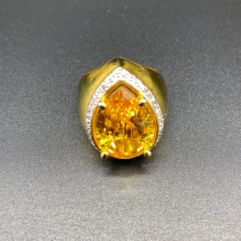 Cocktail Ring Bold Ring Statement Ring Cubic Zirconia Ring Fashion Ring Goldtone Finish Evening Ring
