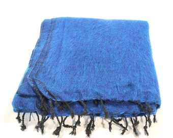 Tibetan natural colour Yak Wool Blanket - Hand Made in Nepal - Light weight and Easy travel - soft and very warm Blanket /shawl