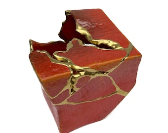Kintsugi Vase, Kintsugi presenter, Kintsugi skål, japansk konst att reparera med guld en trasig keramik, kintsukuroi skål, kintsugi keramik