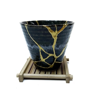 Inclusief onderlegger, Kintsugi-cadeaus, kintsugi-mok, Japanse kunst voor het repareren met goud van een gebroken aardewerk, kintsugi-kom, kintsugi-aardewerk