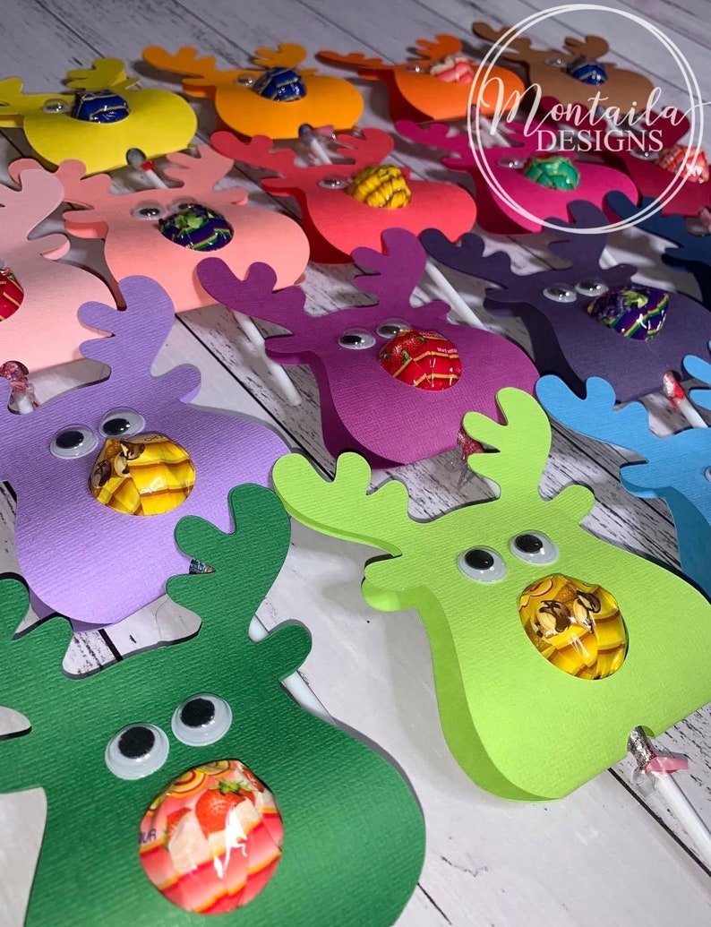 20 x Reindeer Lollipop Holders Christmas Gift Class Gift ...