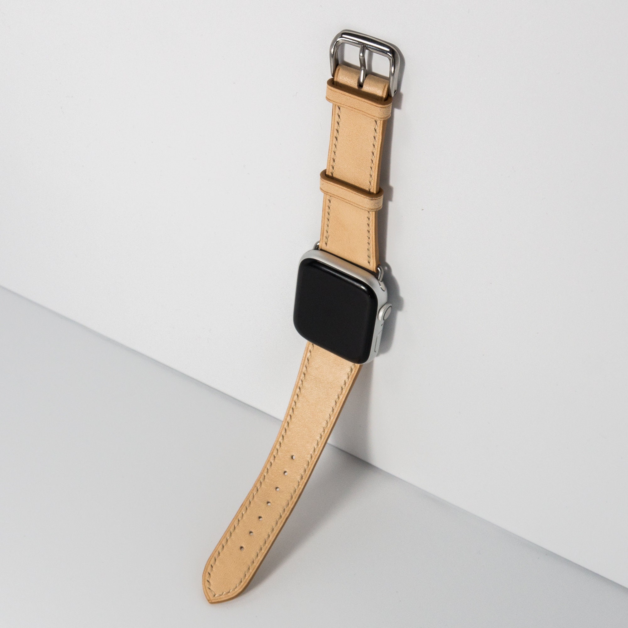 Premium Beige leather Apple Watch band 44mm 42mm 40mm 38mm Etsy