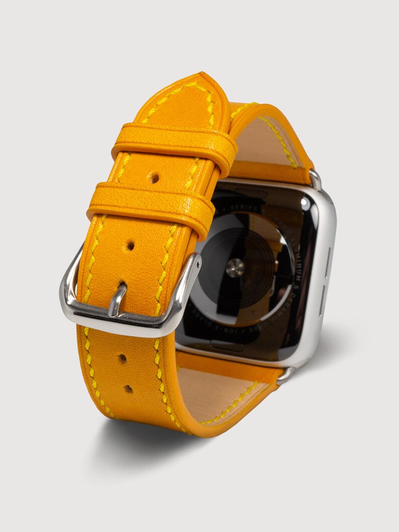 Premium Yellow leather Apple Watch band 44mm 42mm 40mm 38mm Etsy
