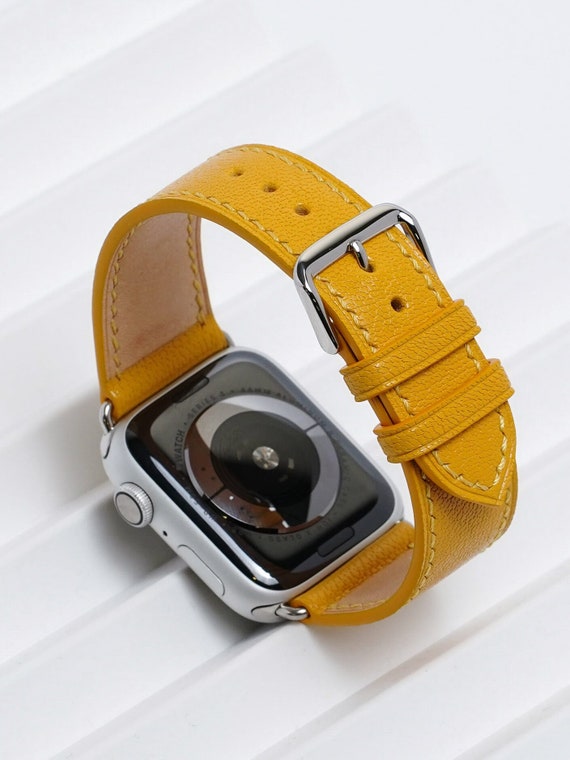 Premium Yellow Leather Apple Watch Band 45 44 42 41 40 38 | Etsy
