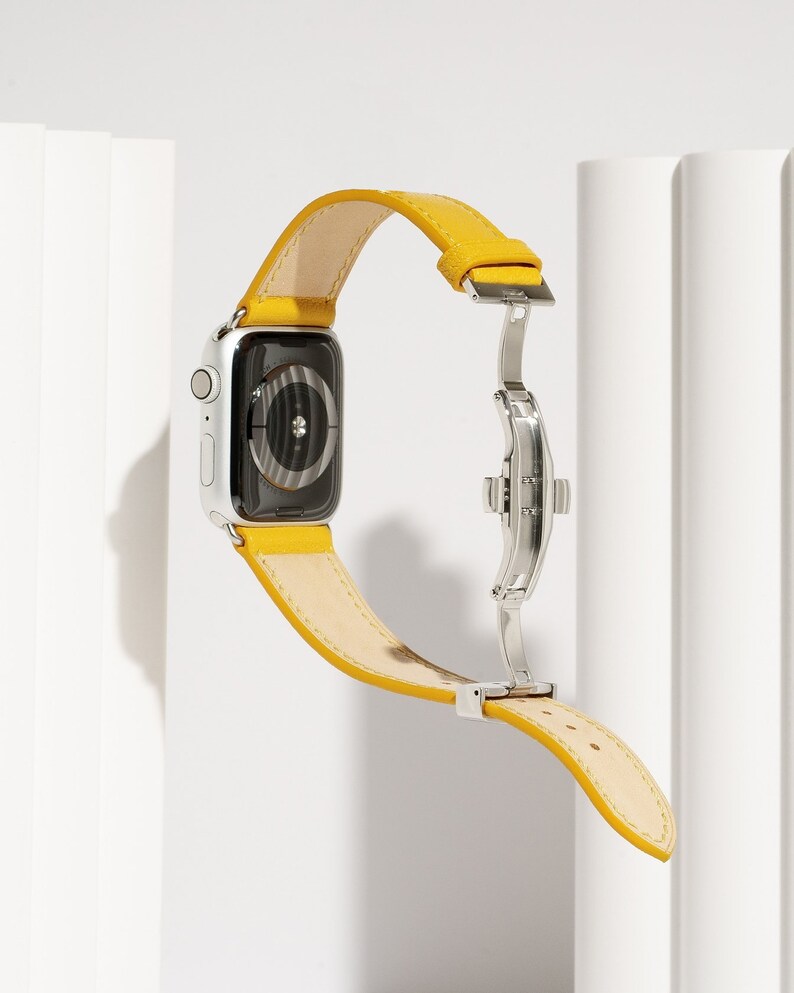 Premium Yellow leather Apple Watch band 44mm 42mm 40mm 38mm Etsy