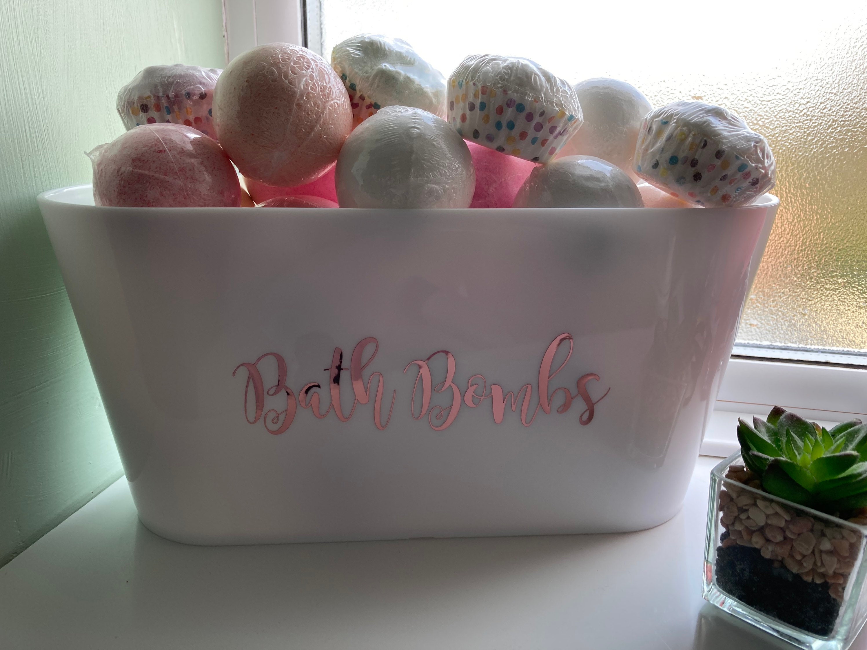 Bath bomb storage basket white plastic bathroom Etsy