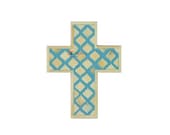 Handmade Bone Inlay Diamond Small Cross - Pink