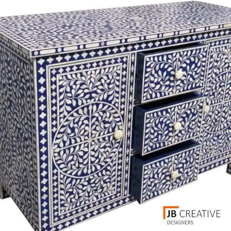 Blaue Knochen Inlay Buffet Knochen Inlay Schrank Holz | Etsy