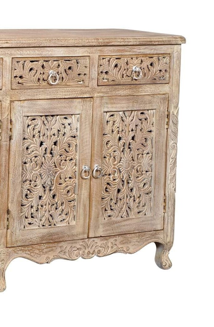 Indian Antique Handmade Wooden Sideboard Hand Carved 4 Doors 4 Etsy