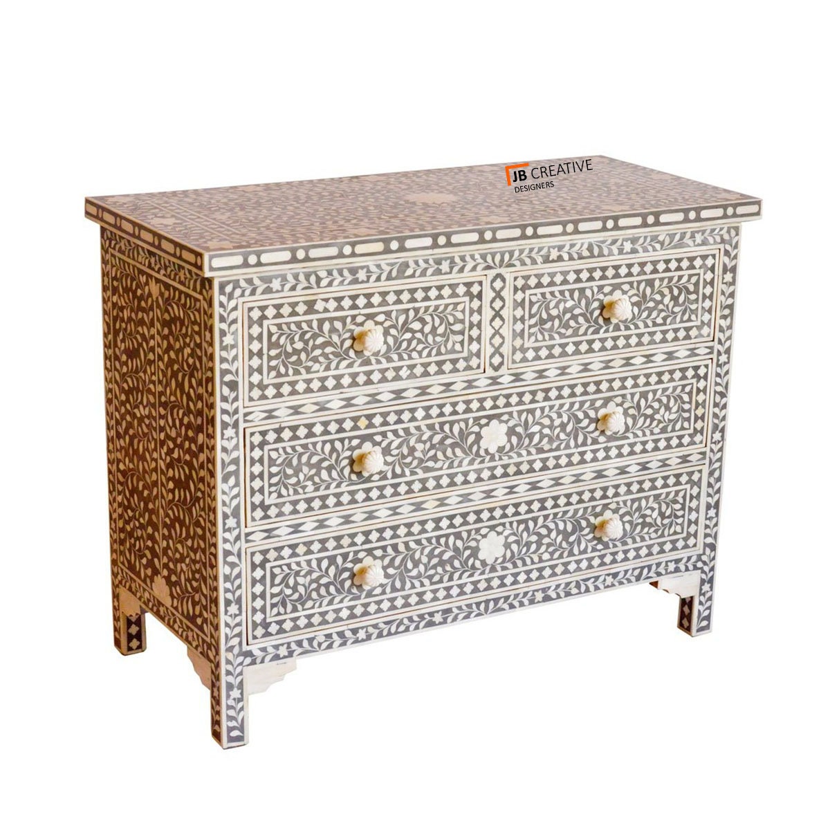 Handmade Grey Bone Inlay Sideboard 4 Drawers Inlay Furniture Etsy